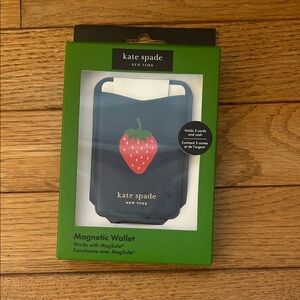 Kate Spade Navy Magnetic Wallet with Strawberry Motif